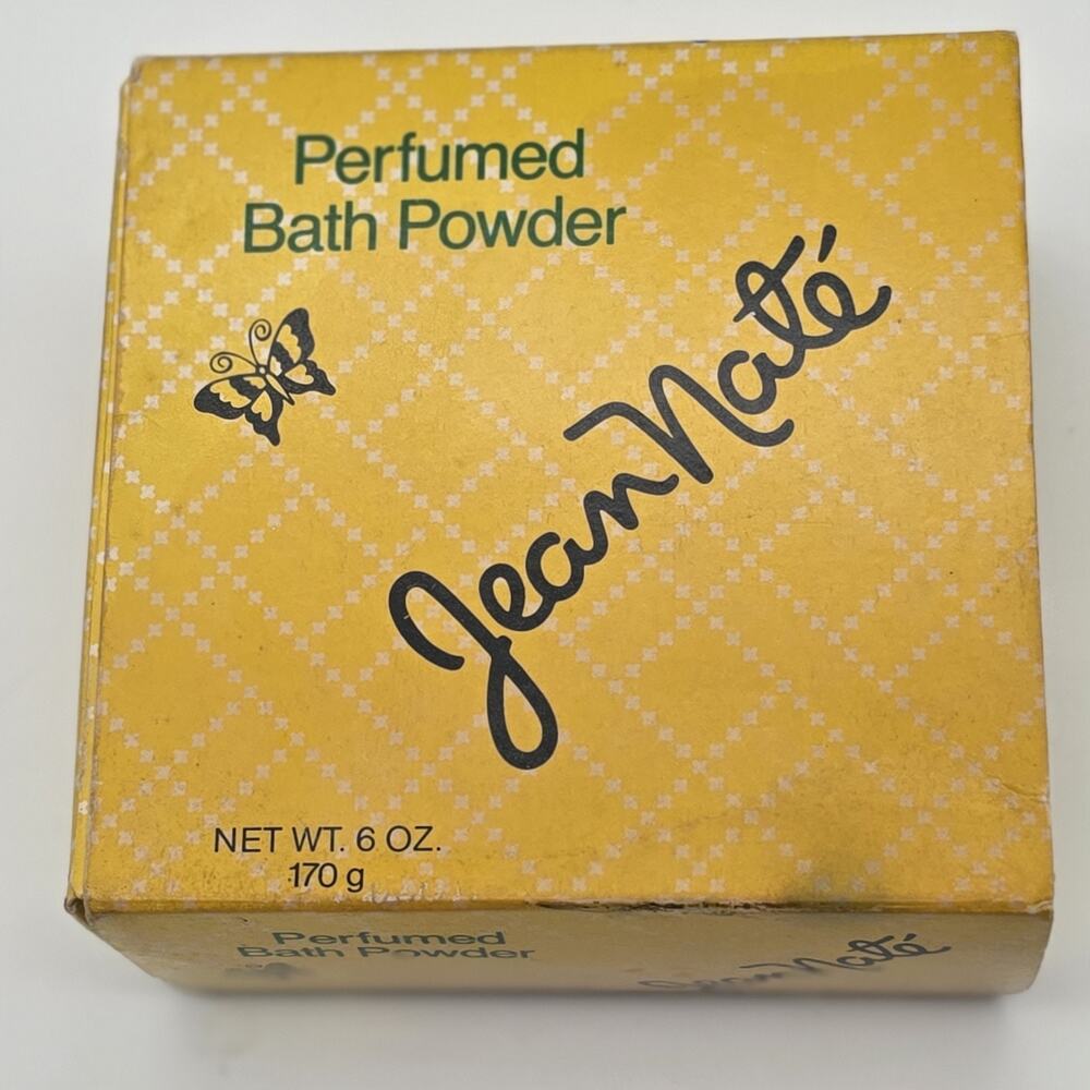 Vintage Jean Nate Perfumed Bath Powder 6 oz Puff Yellow Box NOS